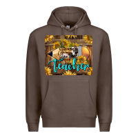 Coffee Western Teacher Pencil With Sunflowers Premium Hoodie - LillyAllenDesigns