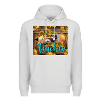 Dove Grey Western Teacher Pencil With Sunflowers Premium Hoodie - LillyAllenDesigns