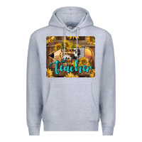 Heather Grey Western Teacher Pencil With Sunflowers Premium Hoodie - LillyAllenDesigns