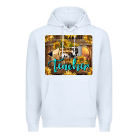 White Western Teacher Pencil With Sunflowers Premium Hoodie - LillyAllenDesigns