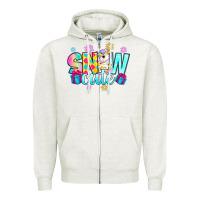 Oatmeal Heather snow cute with unicorn Zipper Hoodie - Zillion Design Studio