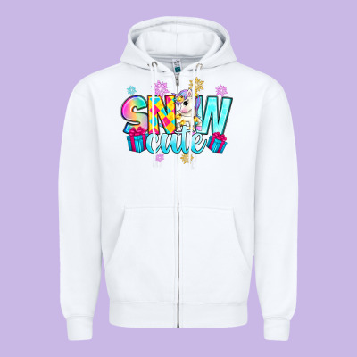 Zipper Hoodie snow cute with unicorn