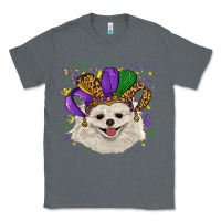 Charcoal Heather Mardi Gras White Pomeranian with Hat Classic Tee - RanaPortraitStore