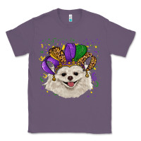 Lavender Mardi Gras White Pomeranian with Hat Classic Tee - RanaPortraitStore