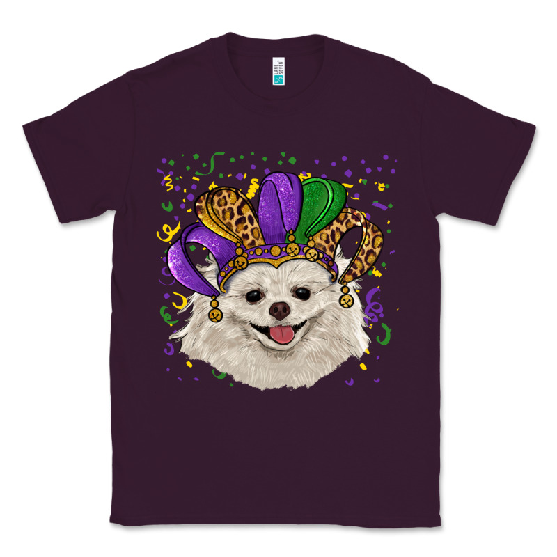Mardi Gras White Pomeranian With Hat Classic Tee by RanaPortraitStore | Teevron