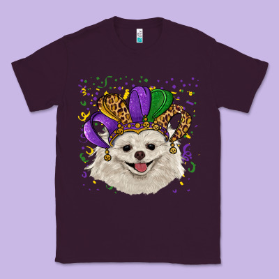 Mardi Gras White Pomeranian With Hat Classic Tee Designed By Ranaportraitstore