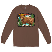 Chestnut western cactus highland cow Long Sleeve Tee - BarkalooDesign