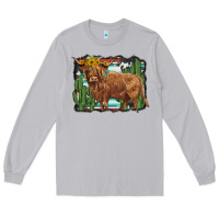 Moon Dust western cactus highland cow Long Sleeve Tee - BarkalooDesign
