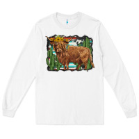 White western cactus highland cow Long Sleeve Tee - BarkalooDesign