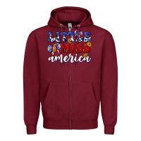 Burgundy little miss america Zipper Hoodie - texasbilliewilder