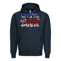 Navy little miss america Zipper Hoodie - texasbilliewilder