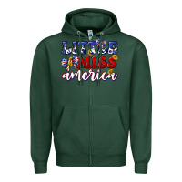 Sports Green little miss america Zipper Hoodie - texasbilliewilder