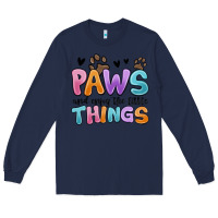 Navy paws and enjoy the little things Long Sleeve Tee - MaliasSmallBusiness