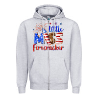 Heather Grey little miss firecracker billie wilder Zipper Hoodie - texasbilliewilder