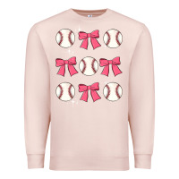 Pale Pink baseball coquette bow Premium Sweatshirt - JahusDesignShop