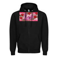 Black Valentine's Day Love Balloon Heart Balloons Zipper Hoodie - RanaPortraitStore