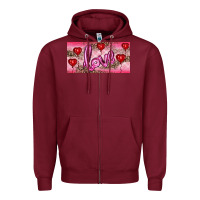 Burgundy Valentine's Day Love Balloon Heart Balloons Zipper Hoodie - RanaPortraitStore