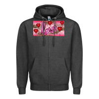 Charcoal Heather Valentine's Day Love Balloon Heart Balloons Zipper Hoodie - RanaPortraitStore