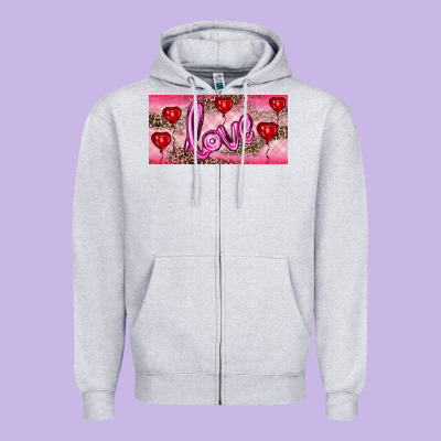Zipper Hoodie Valentine's Day Love Balloon Heart Balloons