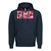 Navy Valentine's Day Love Balloon Heart Balloons Zipper Hoodie - RanaPortraitStore