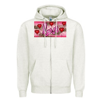 Oatmeal Heather Valentine's Day Love Balloon Heart Balloons Zipper Hoodie - RanaPortraitStore