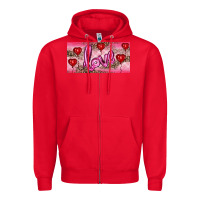Red Valentine's Day Love Balloon Heart Balloons Zipper Hoodie - RanaPortraitStore
