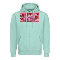 Seafoam Valentine's Day Love Balloon Heart Balloons Zipper Hoodie - RanaPortraitStore