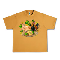 St Patricks Day Farm Chicken Rooster Chick  Shamrock Gold Urban Heavy Tee | Teevron
