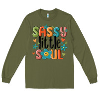Army Green sassy little soul smiley Long Sleeve Tee - MaliasSmallBusiness