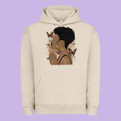 Black Woman Praying Urban Hoodie Designed By Maliassmallbusiness