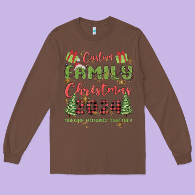 Long Sleeve Tee custom family christmas 2024 marking memories toge