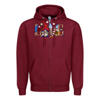 Burgundy love 4th july with gnome billie wilder Zipper Hoodie - texasbilliewilder
