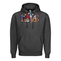 Charcoal Heather love 4th july with gnome billie wilder Zipper Hoodie - texasbilliewilder