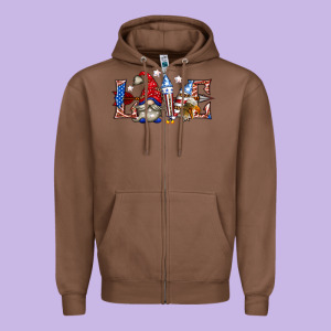 Love 4th July With Gnome Billie Wilder Zipper Hoodie Designed By Texasbilliewilder