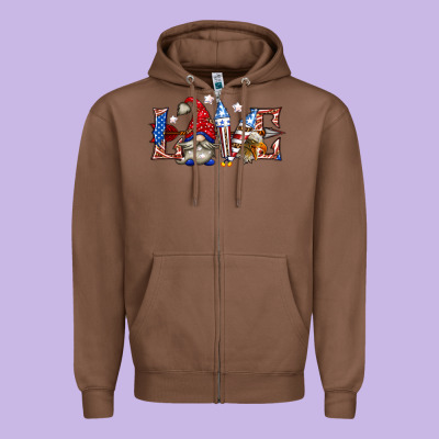 Zipper Hoodie love 4th july with gnome billie wilder