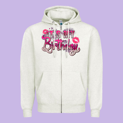 Zipper Hoodie pink its my birthday