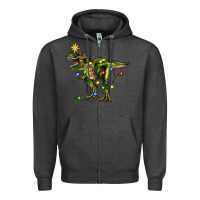Charcoal Heather tree rex christmas Zipper Hoodie - Zillion Design Studio