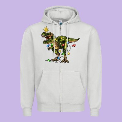 Zipper Hoodie tree rex christmas