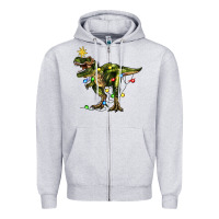Heather Grey tree rex christmas Zipper Hoodie - Zillion Design Studio