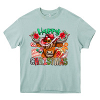 Arona Happy Christmas Cow Heavy Core Tee - CowhideDigitalArt