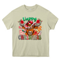 Happy Christmas Cow Heavy Core Tee | Teevron