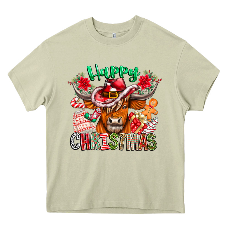 Happy Christmas Cow Heavy Core Tee by CowhideDigitalArt | Teevron