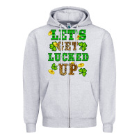 Heather Grey st patricks day lets get lucked up Zipper Hoodie - RanaPortraitStore