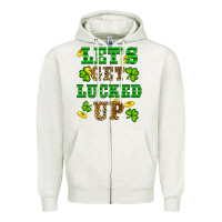 Oatmeal Heather st patricks day lets get lucked up Zipper Hoodie - RanaPortraitStore