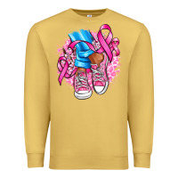 Antique Gold cancer ribbon pink converse and flowers Premium Sweatshirt - AdoDesignShop