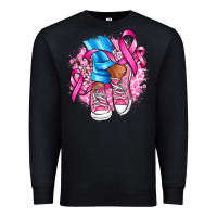 Black cancer ribbon pink converse and flowers Premium Sweatshirt - AdoDesignShop