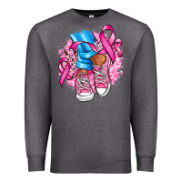 Charcoal Heather cancer ribbon pink converse and flowers Premium Sweatshirt - AdoDesignShop