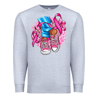 Heather Grey cancer ribbon pink converse and flowers Premium Sweatshirt - AdoDesignShop