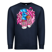 Navy cancer ribbon pink converse and flowers Premium Sweatshirt - AdoDesignShop