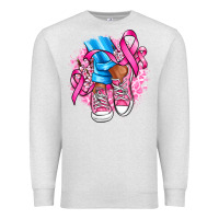Oatmeal Heather cancer ribbon pink converse and flowers Premium Sweatshirt - AdoDesignShop